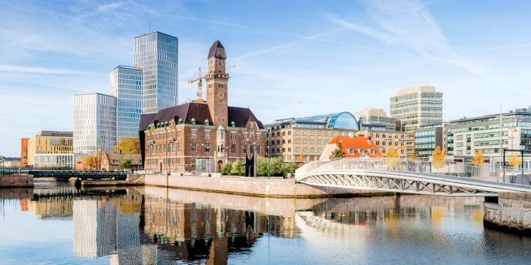 Malmø skyline set fra vandet